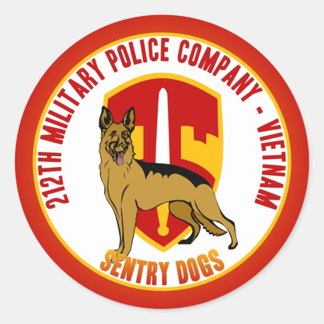 Sticker Rond 212th MP Co. Vietnam - Chiens de sentinelle (Devant)