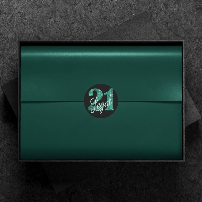 Sticker Rond 21 et juridique | Green Faux Parties scintillant 2 (Créateur téléchargé)