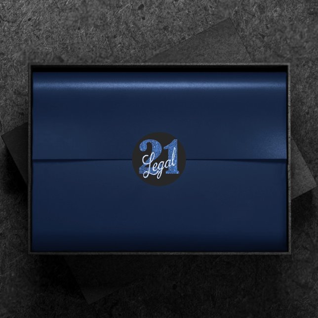Sticker Rond 21 et juridique | Parties scintillant Blue Faux 21 (Créateur téléchargé)