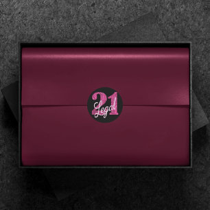 Sticker Rond 21 et juridique   Parties scintillant Pink Faux 21