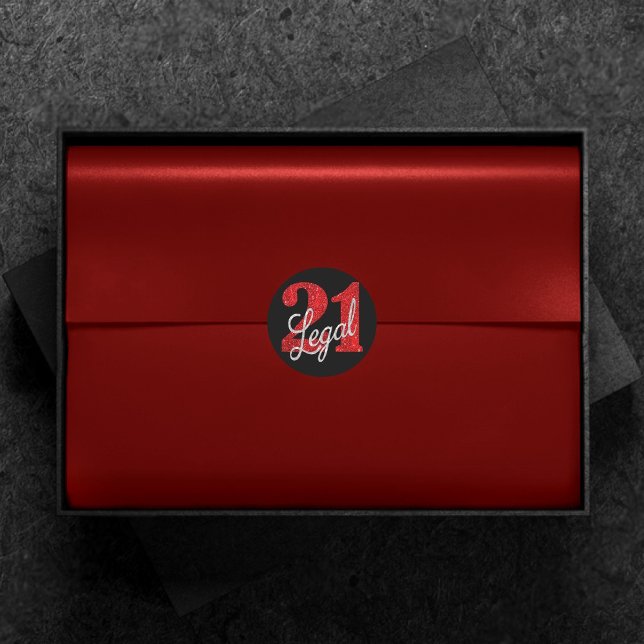Sticker Rond 21 et juridique | Parties scintillant Red Faux 21e (Créateur téléchargé)