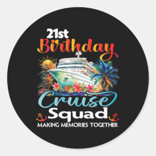 Sticker Rond 21e anniversaire de croisière Escouade amis Famill