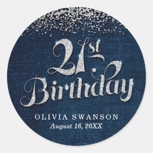 Sticker Rond 21e anniversaire Denim & Diamonds