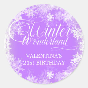 Sticker Rond 21e Anniversaire Wonderland Snowflake Favor