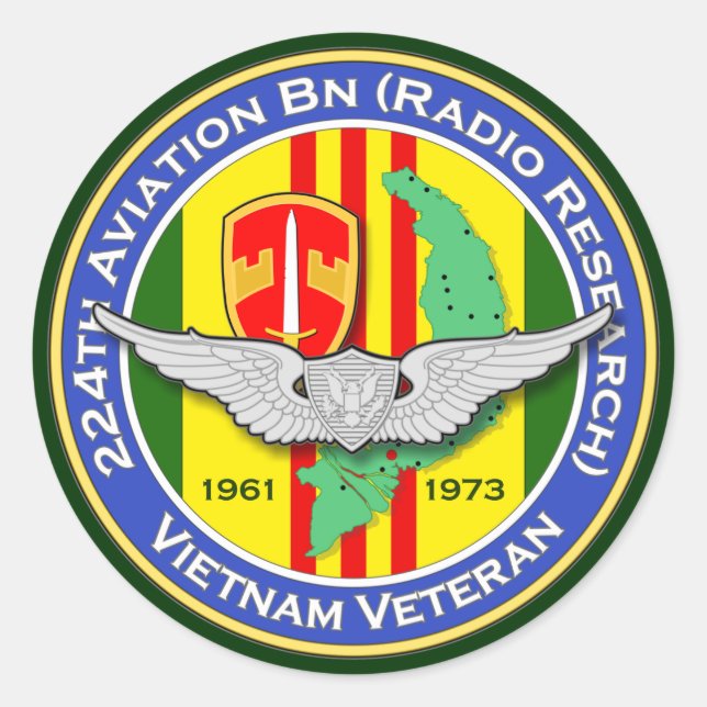 Sticker Rond 224th Avn Bn RR 2b - ASA Vietnam (Devant)