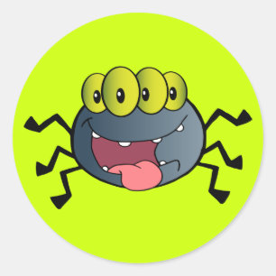 Sticker Rond _2387-Happy-Spider-Caractère-Cartoon-HAPPY CARTOO