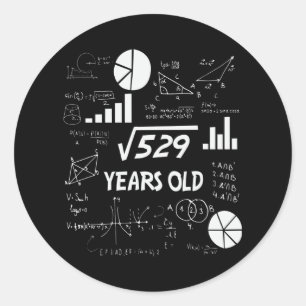 Sticker Rond 23e anniversaire Carré mathématiques racine 23 a