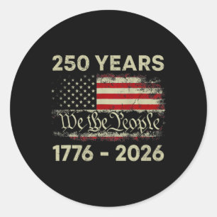 Sticker Rond 250 Ans 1776-2026 250e Anniversaire Drapeau États-