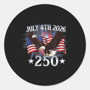Sticker Rond 250 Ans 250e Anniversaire Américain Drapeau USA 4