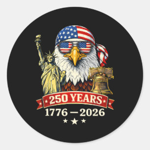 Sticker Rond 250 Ans Américain 1776-2026 250e Anniversaire 250e