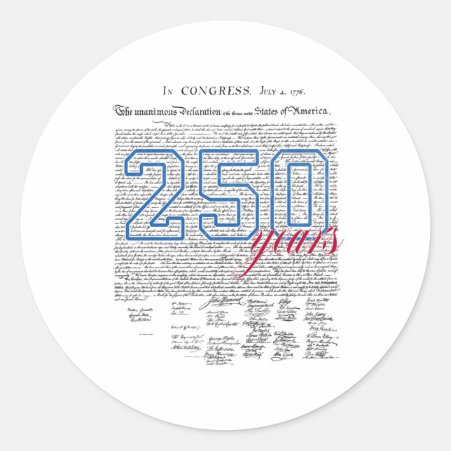 Sticker Rond 250 ans Amérique Anniversaire 250e indépendance D (Devant)