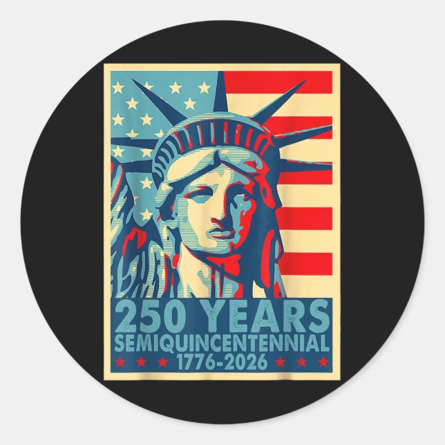 Sticker Rond 250 ans Amérique Anniversaire 4 juillet Indépendan (Devant)
