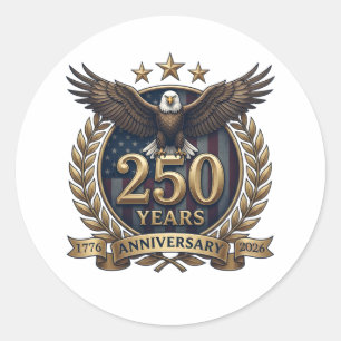 Sticker Rond 250 Ans Anniversaire Indépendance Américaine