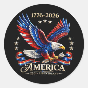 Sticker Rond 250 ans d'Amérique 250e anniversaire du 4 juillet