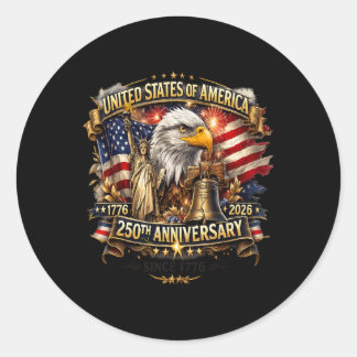 Sticker Rond 250 Ans d'Amérique Anniversaire 250e Indépendance