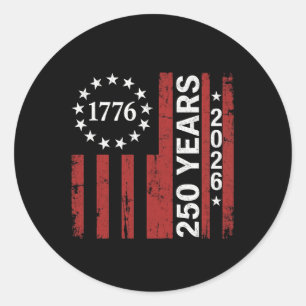 Sticker Rond 250 Ans d'Amérique Anniversaire 250e Indépendance