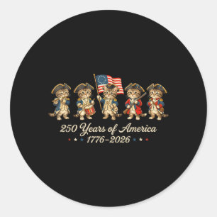 Sticker Rond 250 Ans de Chats d'Amérique Chats Patriotiques Amo