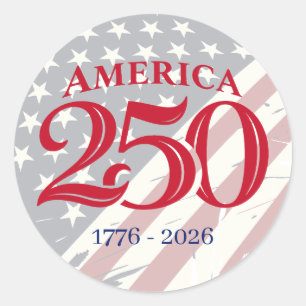 Sticker Rond 250 Ans d'Indépendance Américaine Patriotique 