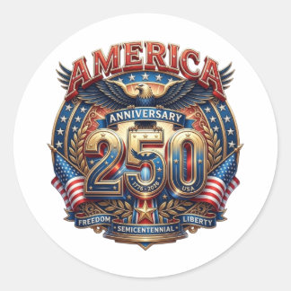 STICKER ROND 250E ANNIVERSAIRE DE L'AMÉRIQUE