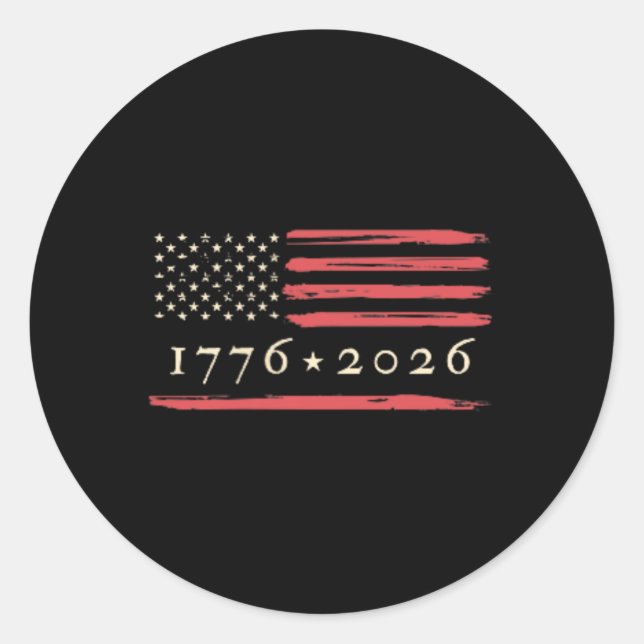 Sticker Rond 250e anniversaire de l'Amérique 1776-2026 Drapeau  (Devant)
