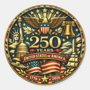 Sticker Rond 250e anniversaire des États-Unis 1776 - 2026