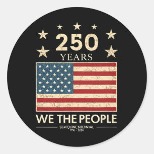 Sticker Rond 250e anniversaire États-Unis 4 juillet drapeau amé