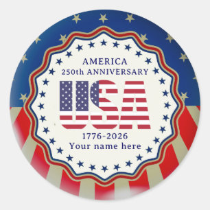 Sticker Rond 250e anniversaire Semiquincentenaire des États-Uni