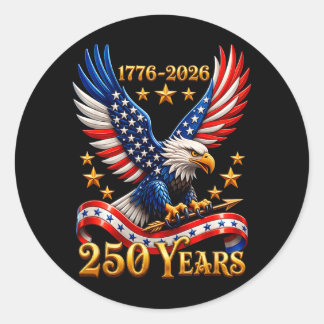 Sticker Rond 250e anniversaire USA aigle patriotique 250e 4e