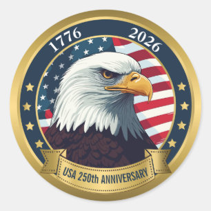 Sticker Rond 250e anniversaire USA patriotique 1776–2026