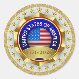 Sticker Rond 250e anniversaire USA patriotique 1776–2026