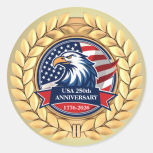 Sticker Rond 250e anniversaire USA patriotique 1776–2026