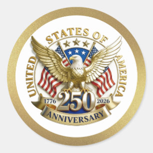 Sticker Rond 250e anniversaire USA patriotique 1776–2026