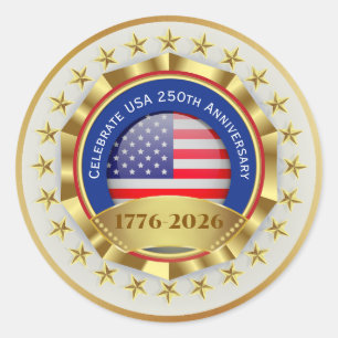 Sticker Rond 250e anniversaire USA patriotique   1776–2026