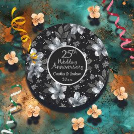 Sticker Rond 25e anniversaire de la Parties scintillant d'argen