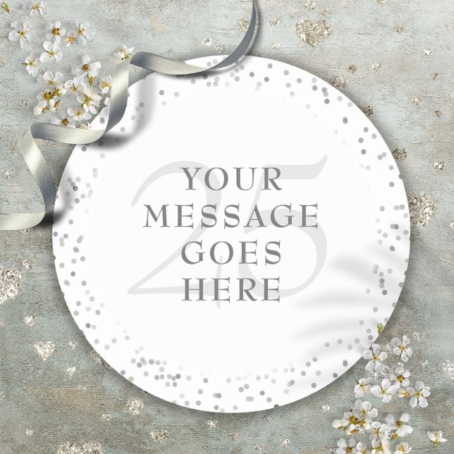 Sticker Rond 25e anniversaire de la poussière d'argent (25th Anniversary Silver Stardust Classic Round Sticker)