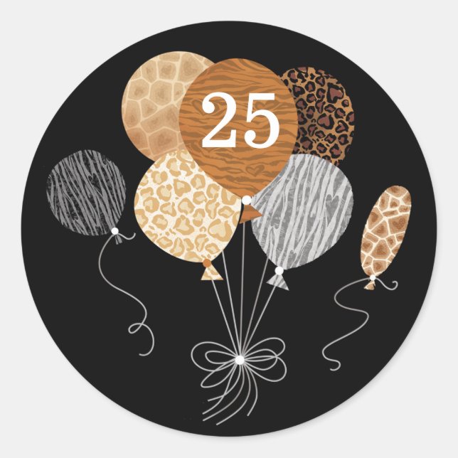 Sticker Rond 25e anniversaire des ballons de tigre léopard Post (Devant)