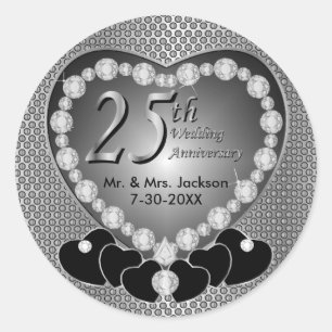 Sticker Rond 25e anniversaire du Mariage d'argent