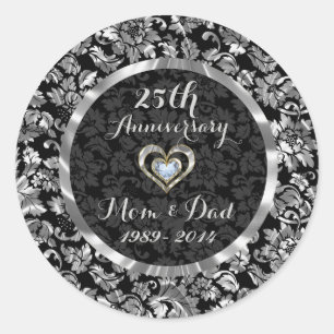 Sticker Rond 25th Wedding Anniversary