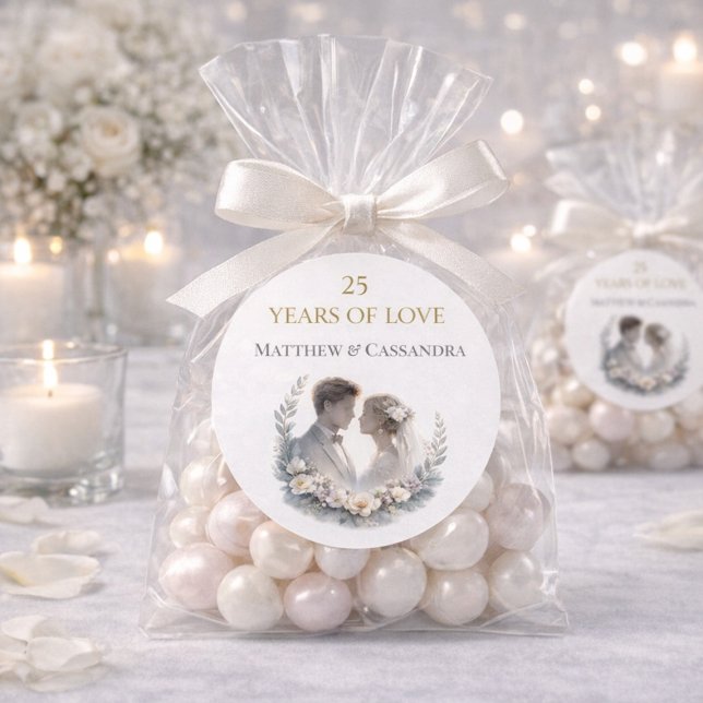 Sticker Rond 25th Wedding Anniversary Heirloom Celebration (Créateur téléchargé)