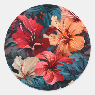 Sticker Rond #26 Motif floral
