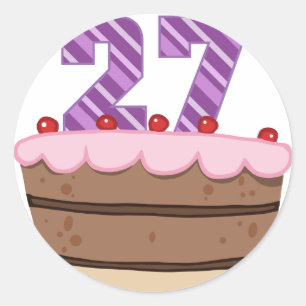 Sticker Rond 27 ans sur le gâteau d'anniversaire