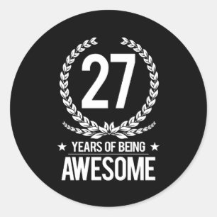 Sticker Rond 27e anniversaire (27 ans d'être génial)