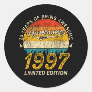 Sticker Rond 28 Ans Anniversaire Retro Awesome 28e anniversaire