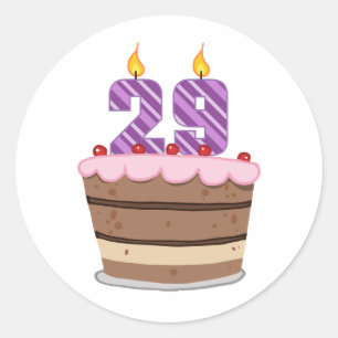 Sticker Rond 29 ans sur le gâteau d'anniversaire