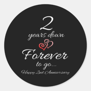 Sticker Rond 2 ans écoulés pour toujours à venir Joyeux 2e anni