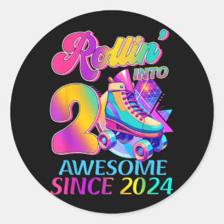 Sticker Rond 2 Ans Incroyable Depuis Anniversaire Thème Hockey