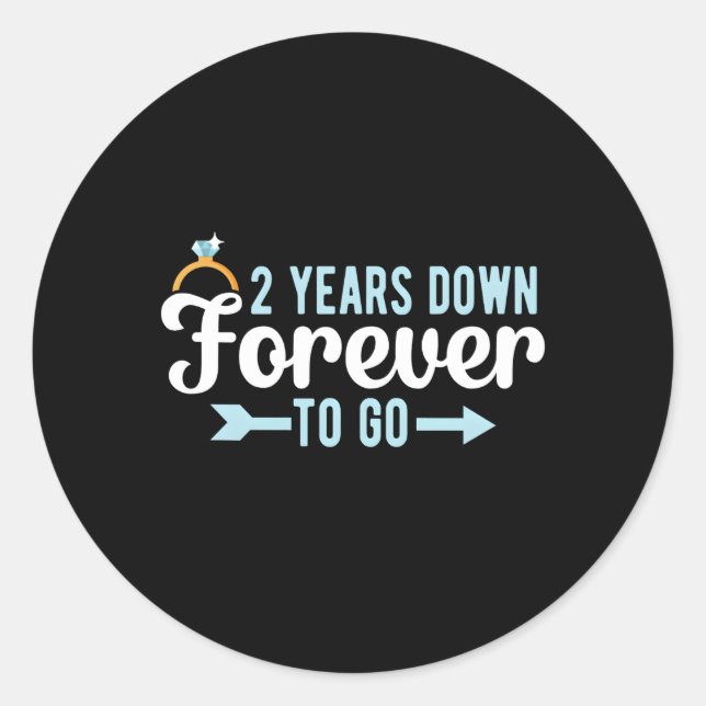 Sticker Rond 2 Ans Plus Tard Pour Aller 2E Anniversaire Mariage (Devant)