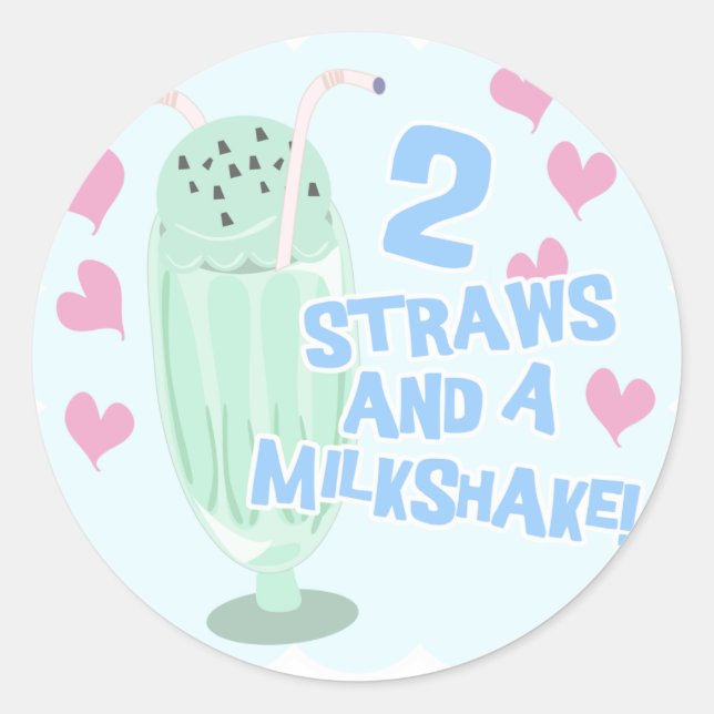 Sticker Rond 2 pailles et un milk-shake (Devant)
