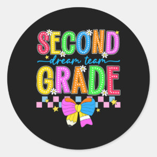 Sticker Rond 2e année pour filles garçon enseignant deuxième an