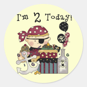 Sticker Rond 2e anniversaire Pirate Tshirts et cadeaux